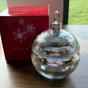 Avon Silver and Clear Holiday Ornament with tea light